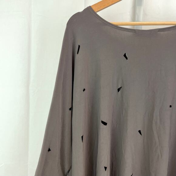 SYMPLI Canada Gray 10 Triangle Cutout Top Dolman 3/4 Sleeve Wide Neck Stretch - Picture 6 of 9